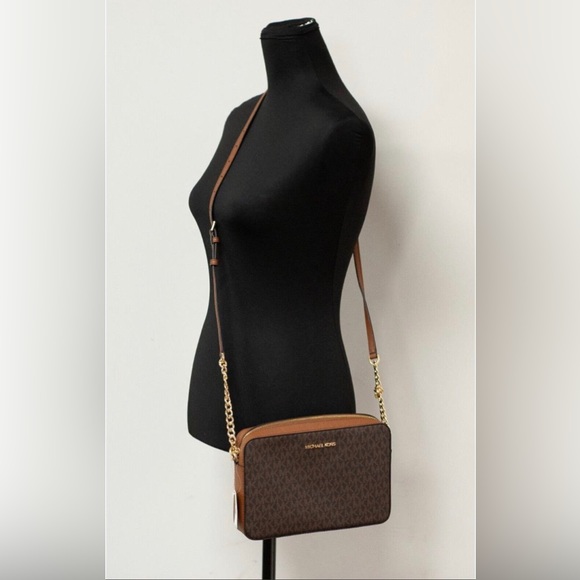 Michael Kors Handbags - Michael Kors Jet Set East West Large Crossbody Brown MK Signature